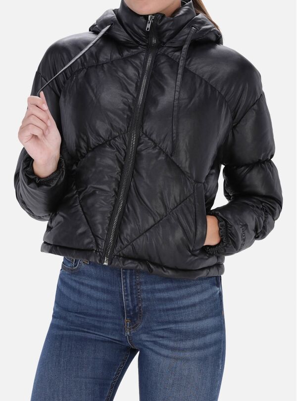 BXW0909579ASBK-L-Eco Leather Padded Jacket