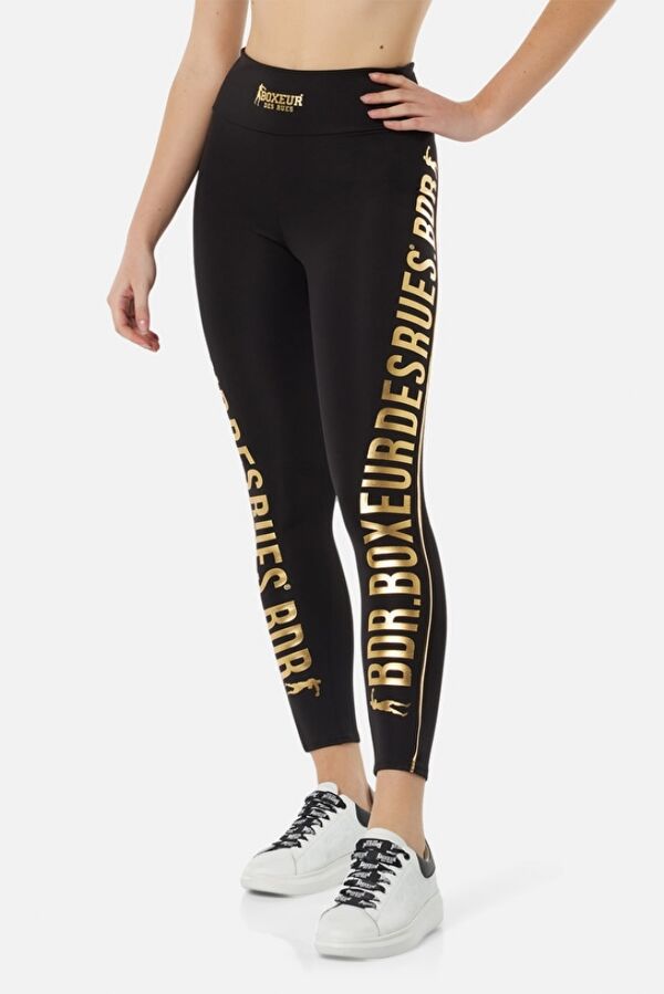 BXW1000336AT-BK-S-Lettering Printed Leggings