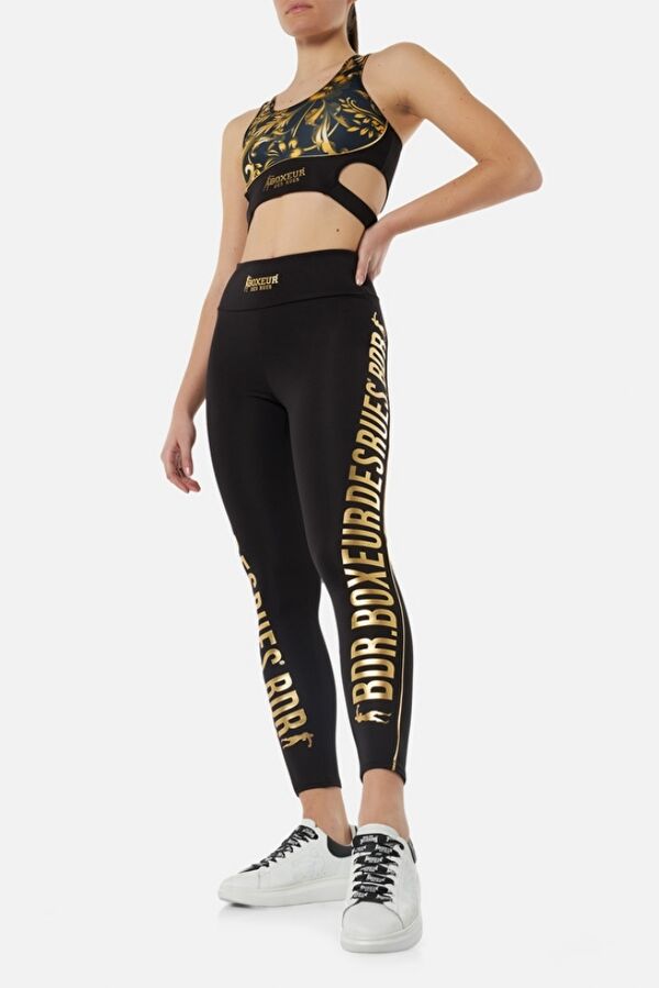 BXW1000336AT-BK-S-Lettering Printed Leggings