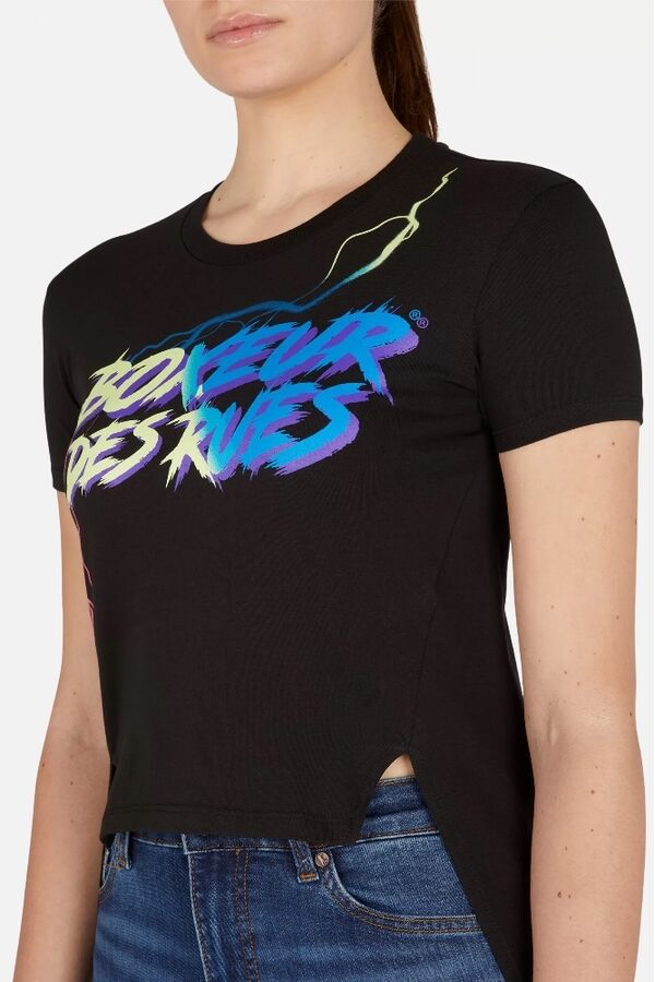 BXW0200356ARBKXL-Cropped T-Shirt W/ Prints