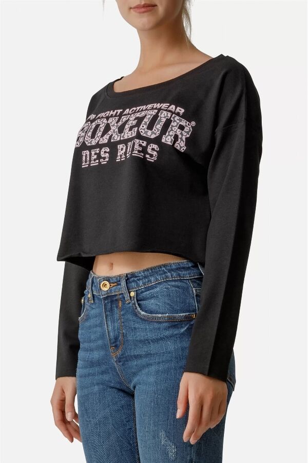 BTW0400159CCBKM-Loose Fit Cropped Sweatshirt