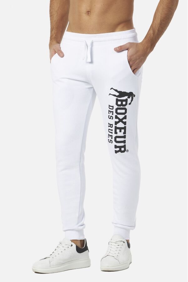 BXM1010009AT-W-BK-L-Slim Fit Sweatpant With Logo