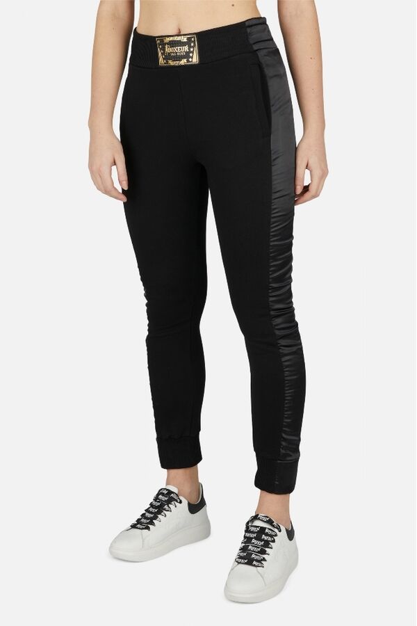 BXW1000275ARBKXL-High Waist Sweatpants W/Satin