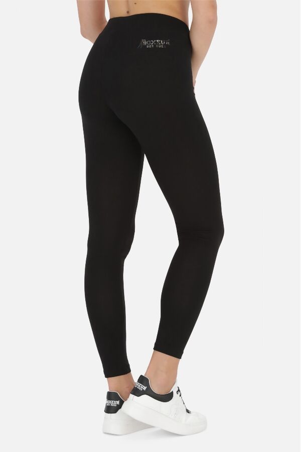 BXW1001906ASBKAN-L-Basic Leggings With Front Logo