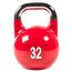 Wettkampf-Kettlebell aus Gusseisen mit aufgemaltem Logo | 32 KG, Farbe: Rot, Zusatzgewicht: 32 kg