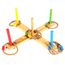 Wooden ring toss game with 5 pegs