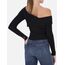 Manches longues à côtes asymétriques, Taille: XL, Couleur: Noir, 3 image