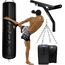 Sacco da Boxe Set 4PC F6 Nero Opaco con Guanti, Catena e Supporto – 152 cm, Colore: Nero, Peso aggiuntivo: 25, Lunghezza: 1.5m